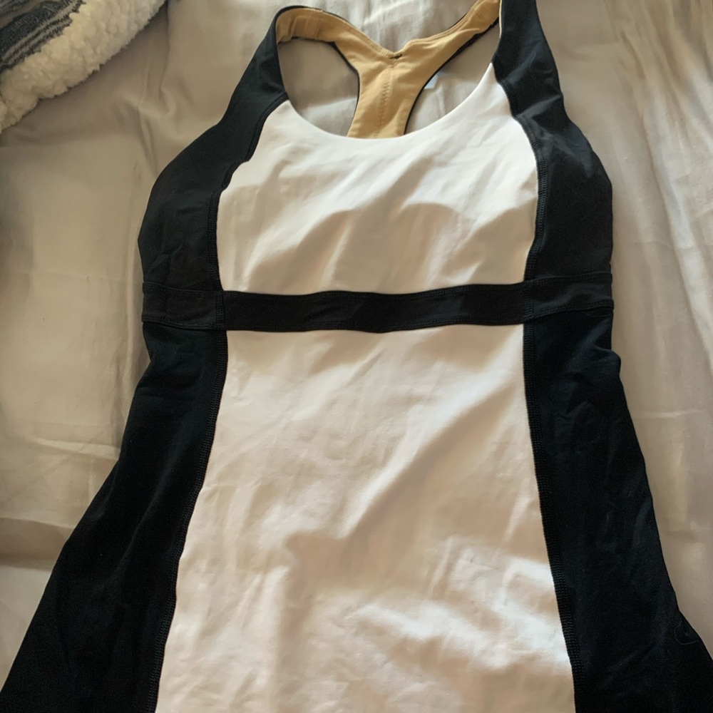 Lululemon White and Black Color Block Racerback